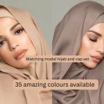 MODAL HIJAB & CAP set modal scarves and undercap jersey set shawl matching set premium dubai hijab emirati hijab gift set, jersey set