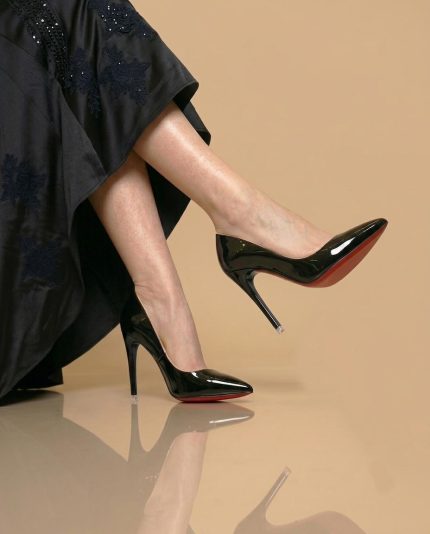 Black Patent Leather Pointed Toe Pumps, Women's High Heel Stiletto Shoes, Office Siren Heels, Quiet Luxury Dress Pumps